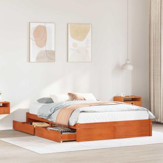 vidaXL Vidaxl Struttura Del Letto 3 Pcs Marrone Cerato Legno Di Pino Massello