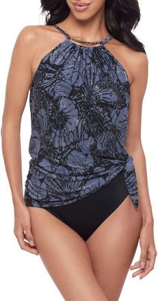 Magic Suit By Miraclesuit Shell Beach Parker Skirted One-Piece Swimsuit in Black/Multi at Nordstrom, Size 12
