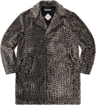 SUPREME SS23 Week 2 Croc Faux Fur Overcoat Black SUP-SS23-071