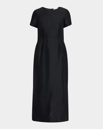 The Row Edmonia Short-Sleeve Cotton-Silk Midi Dress