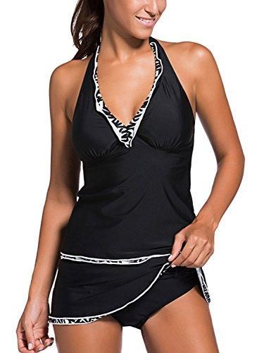 Minetom Maillot De Bain 2 Pièces Femme Tankini Ensembles Maillots Push Up Bikini Set Imprimé Sans Manches Débardeur Et Short E Vert S Dès 13,99 € - Sur