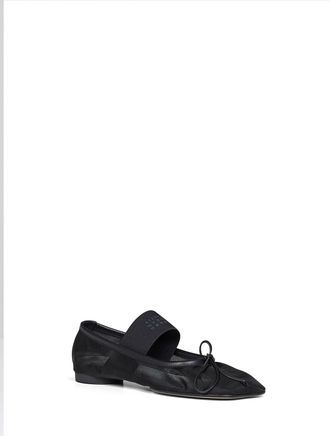 Maison Margiela Mesh with Leather Bow Ballet Flat - Black