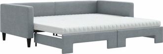 vidaXL Vidaxl - Sof&aacute; Cama Nido Con Colch&oacute;n Tela Gris Claro 100x200 Cm
