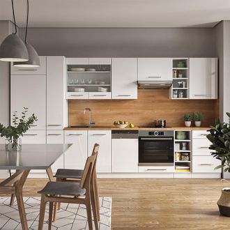 Vicco Mueble De Cocina Fame-line, Blanco Alto Brillo/blanco, 355 Cm Sin Encimera