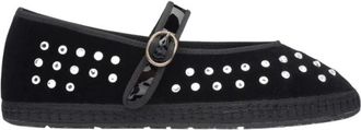 Flabelus Mae Mary Jane - Dames - Ballerinas - Zwart - 38 EU - Katoen - Schoenen