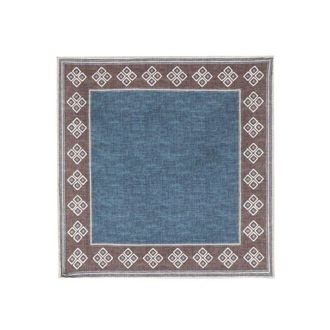 Brunello Cucinelli Mens Blue And Brown Patterned Pocket Square