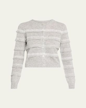 LoveShackFancy Claralise Alpaca-Blend Lace Stripe Cardigan