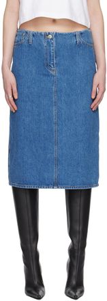 Magda Butrym Blue Five-Pocket Denim Midi Skirt