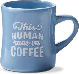 Tag This Human Runs On Coffee Diner Mug Periwinkle Blue Stoneware Everyday at Nordstrom