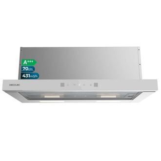 Cecotec Cecotec Campana Extractora 70cm Telesc&oacute;pica Bolero Flux Tlt 704400 Glass White A+++. Succi&oacute;n 431,2m&sup3;/h, Bajo Consumo, Motor Dc