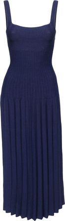 Staud Ellison pleated midi dress - women - Viscose/Nylon/Elastane - L - Blue