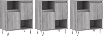 vidaXL Sideboards 3 pcs Grey Sonoma Engineered Wood Vidaxl