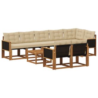 vidaXL Conjunto De Sof&aacute;s De Exterior Con Coj&iacute;n 9 Pcs Natural Y Beige Vidaxl