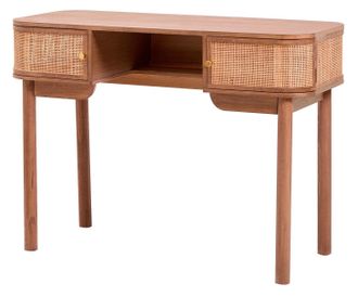 Nordlys Wooden Desk with 2 Doors in Dark Brown