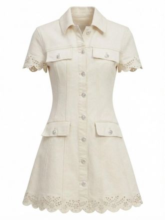 Self Portrait Broderie Denim Mini Dress