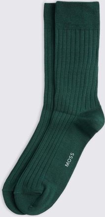 Moss Emerald Green Ribbed Mercerised Socks