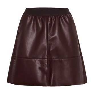 Kaffe Gonna Corta in Pelle - - Skirts - Donna - Marrone - L