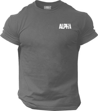 Generic Alpha T Shirt Pocket Gym Clothing Bodybuilding Training Workout Exercise Muscles Gymwear Top (UK, Alpha, XXL, Regular, Regular, Charcoal)