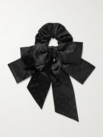 Alexander McQueen Elastico Per Capelli In Seta Jacquard Con Fiocco - Nero