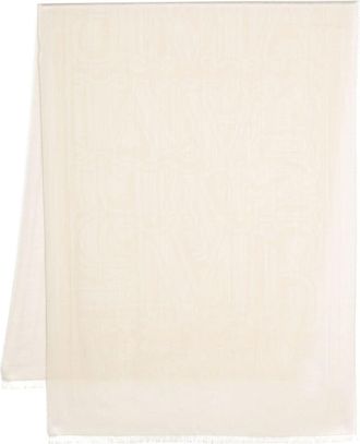 Max Mara jacquard-logo wool-blend scarf - women - Wool/Cotton/Silk - One Size - Neutrals
