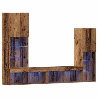 Berkfield Home TV Cabinet with LED Lights Old Wood 40.5x30x102 cm in Brown