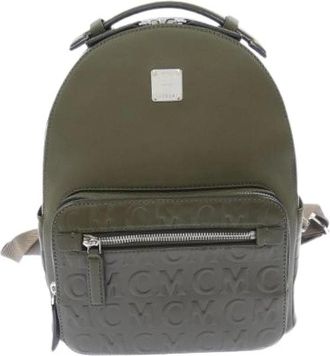 MCM Pre-owned Backpacks, male, Green, Size: ONE SIZE Pre-owned Leather Backpack