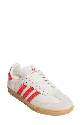 adidas Gender Inclusive Samba OG Sneaker in Off White/Lucid Red/Gum 3 at Nordstrom, Size 10.5 Womens