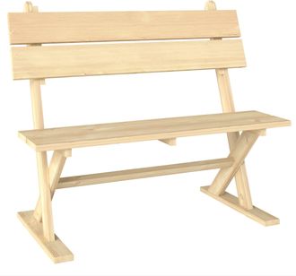 OUTSUNNY 2 Seater Wooden Garden Bench Outdoor Loveseat with Back - Natural | TJ Hughes