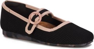 Ros Hommerson Naomi Mary Jane Flat in Black/taupe Knit at Nordstrom, Size 10.5