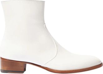 Scarosso Warren White Enkellaarsjes - Heren - Enkellaarsjes - Wit - 41 EU - Leer - Schoenen
