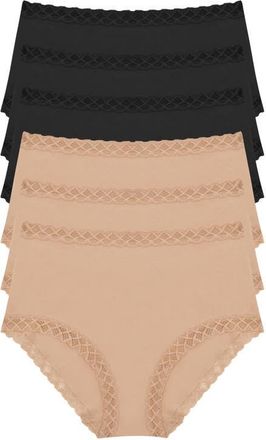 Natori Bliss Supima Cotton Full Brief 6-Pack in Black/blck/blck/cafe/cafe/cafe at Nordstrom, Size Xx-Large