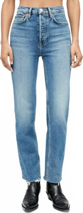 Re/Done Comfort Stretch High Rise Stove Pipe Jeans In Mid 70S