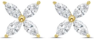 Diana M. Jewels 14kt Yellow Gold 0.75 cts Lab Grown Marquise Diamond Flower Stud Earrings