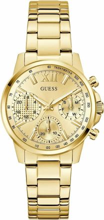 Guess Gw0933L2 Horloge - Dames - Accessoires - Geel - Maat: ONE Size Leer