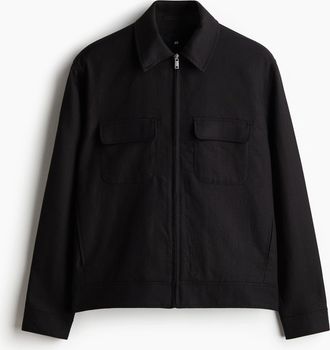 H&M Shacket aus Leinenmix in Regular Fit - Schwarz