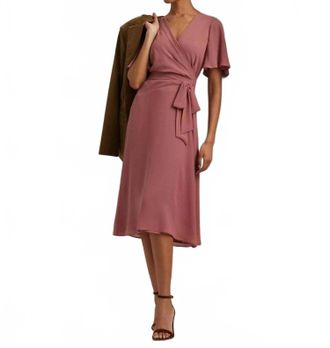 Ralph Lauren Belted Georgette Midi Dress In Pink