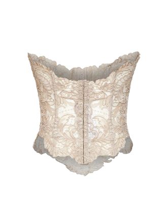 Ermanno Scervino Rebrod&eacute; Lace Bustier Top - Beige