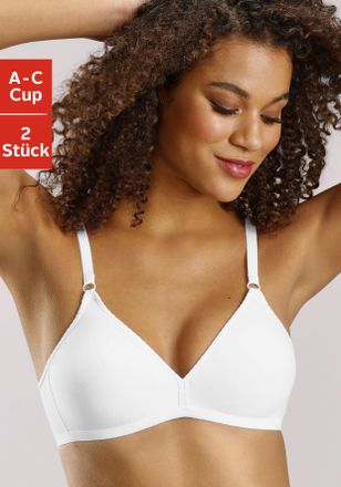 Petite Fleur Soft-BH PETITE FLEUR, Damen, Gr. 70, Cup B, weiss (2xwei&szlig;), Jersey, Obermaterial: 93% Baumwolle, 7% Elasthan, Basic, BHs Soft-BH, ohne B&uuml;gel, im Trian