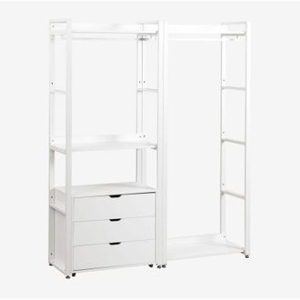 Sklum Armario Modular Abierto De 2 Piezas Con Perchero Y Cajones En Acero Y Madera Ariaster Sklum