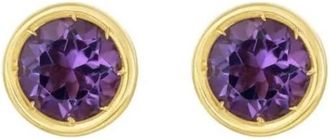Tresorra 14K Yellow Gold Amethyst Birthstone Stud Earrings