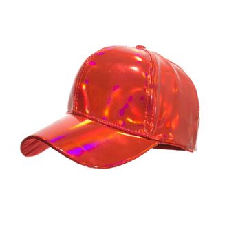 Generic Trendy Summer Casual Women Baseball Cap Stylish PU Leather Hat for Outdoor Activities (Red, One Size)