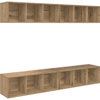 vidaXL Vidaxl - Mueble De Tv De Pared 4 Pcs Roble Artisan 37 X 37 X 107.5 Cm