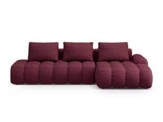 Cosmopolitan Design Sof&aacute; cama esquinero con ba&uacute;l 3 plazas tejido estructural granate