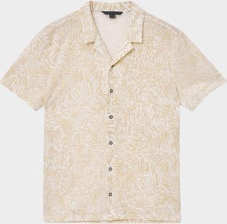 John Varvatos Mens Matera Tonal Jacquard Camp Shirt