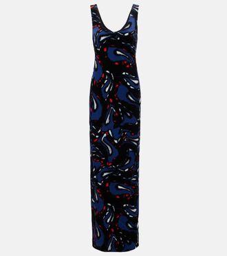 Dries Van Noten Abito lungo Debant in misto cotone con stampa