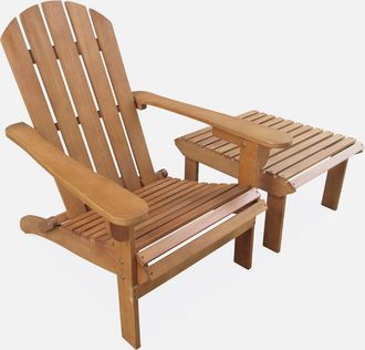 Sweeek Sill&oacute;n De Jard&iacute;n Y Mesa De Centro Con Patas De Madera