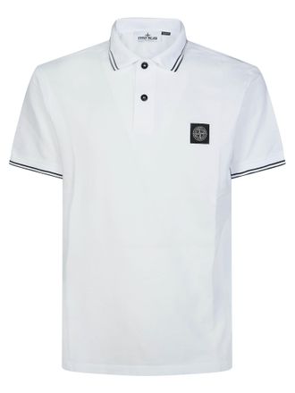 Stone Island White Black Double Stripes Polo Shirt