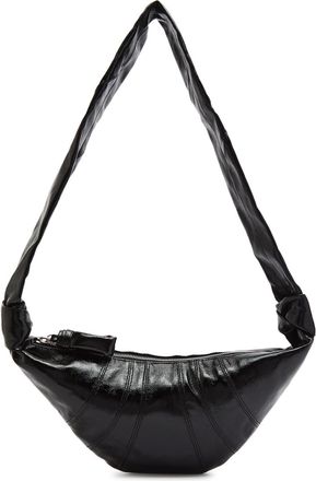 Christophe Lemaire Croissant Small Glossed Leather Shoulder bag - Black - One Size