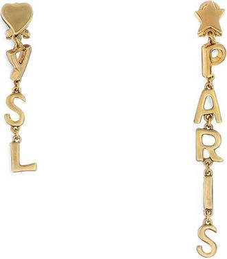 Saint Laurent Paris Asymmetrical Drop Earrings
