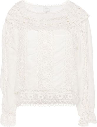 Johnny Was Womens Danila Lace Blouse, Ecru